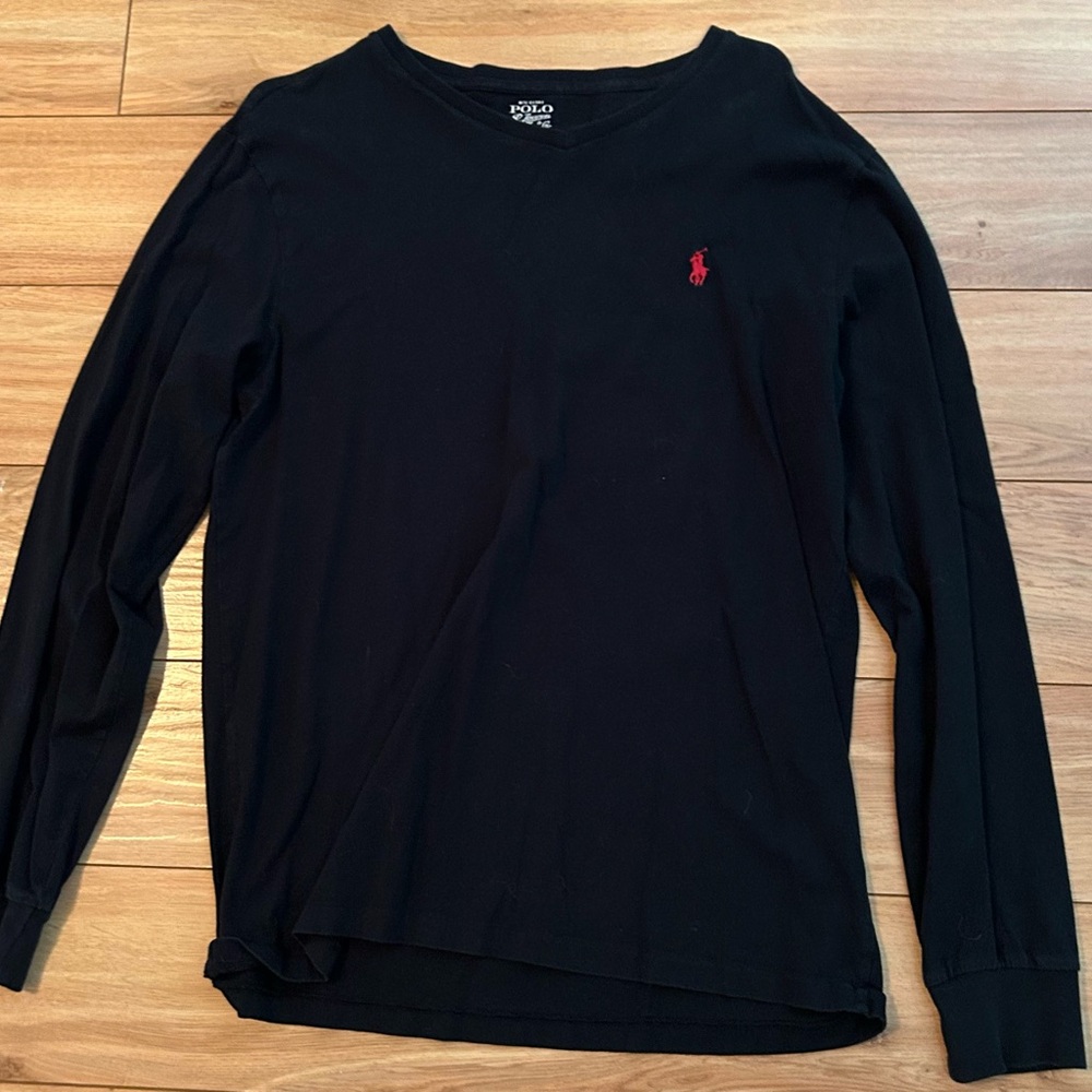 Polo by Ralph Lauren Men's Navy V-Neck Long Sleeve Tee